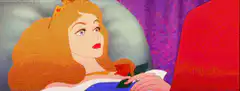 Snow White holding a rose