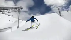 skier backflip off snow ramp