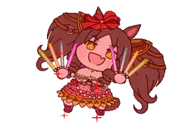 chibi horse girl waving glow sticks