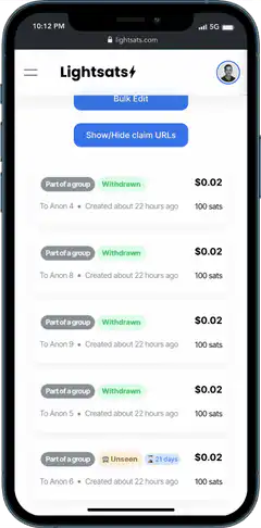 Lightsats bulk tipping feature demo