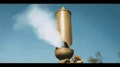 Train conductor blows whistle and cheers