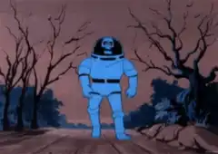 Blue astronaut skeleton ghost