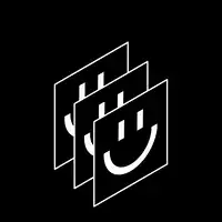 Three white smiley faces on black background