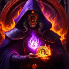 wizard holding bitcoin