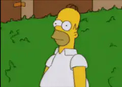 Homer Simpson disappears into the grass