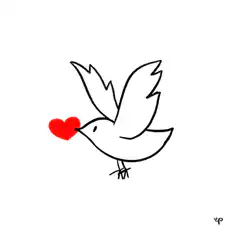 Dove carrying a red heart