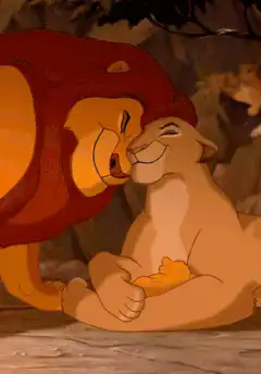 Simba and Nala nuzzling
