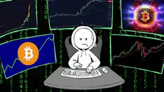 Bitcoin trader at multiple monitors