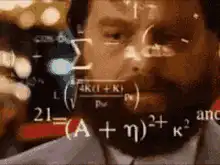 Math equations on man's face