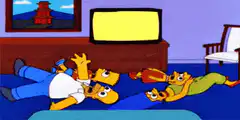 Simpsons family watching TV