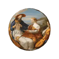 Classical painting rotating in a sphere