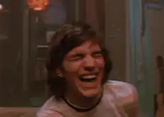 Ashton Kutcher laughing then talking