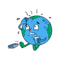 sweating cartoon earth planet