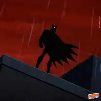 Batman silhouette lightning storm