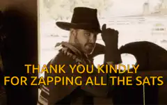 Man in hat zapping sats