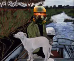 Dog in helmet Whataya want from me