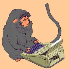 Monkey typing on a typewriter