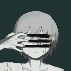Anime girl hand over eyes glitch effect