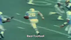 Football player dodges tackles