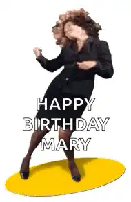 Mary dancing on yellow circle
