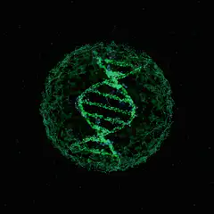 Green DNA helix inside a cell