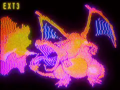 Neon Charizard pixel art animation