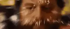 Man with math equations on face