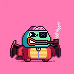 pixel art turtle smoking