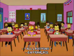 Simpsons class laughing in French