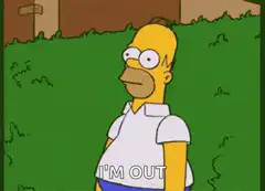 Homer Simpson hiding in the bushes