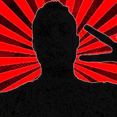 Silhouette with peace sign and red rays