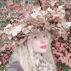 Woman in autumn leaf crown