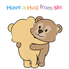 Two cartoon bears hugging