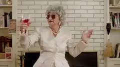 Mrs. Doubtfire dancing with wine