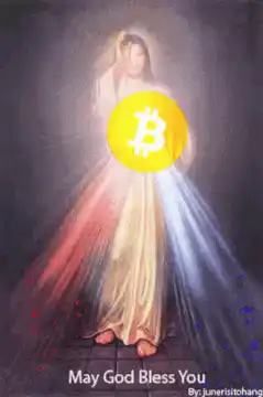 Jesus holding Bitcoin