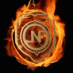 N logo burning in flames