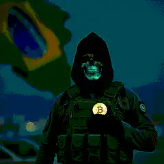 Brazilian flag skull soldier with bitcoin