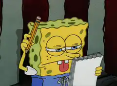 SpongeBob drawing with tongue out