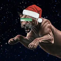 Space Cougar with Santa Hat