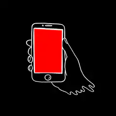 Hand holding phone with rainbow screen