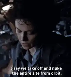 I say we take off and nuke the site from orbit