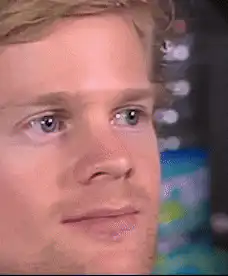 Blindfolded man blinking