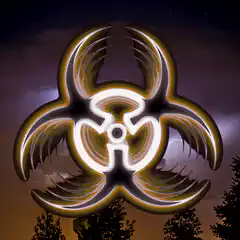 glowing biohazard symbol storm