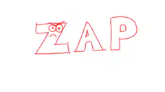 Angry red ZAP text