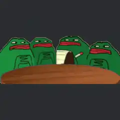 Four frogs sitting at a table