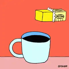 butter splashing into coffee