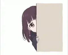 anime girl peeking from behind sign