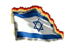 Israeli flag on fire