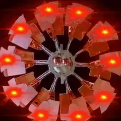 Spinning kaleidoscope with red lights
