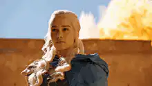 Daenerys Targaryen watching fire